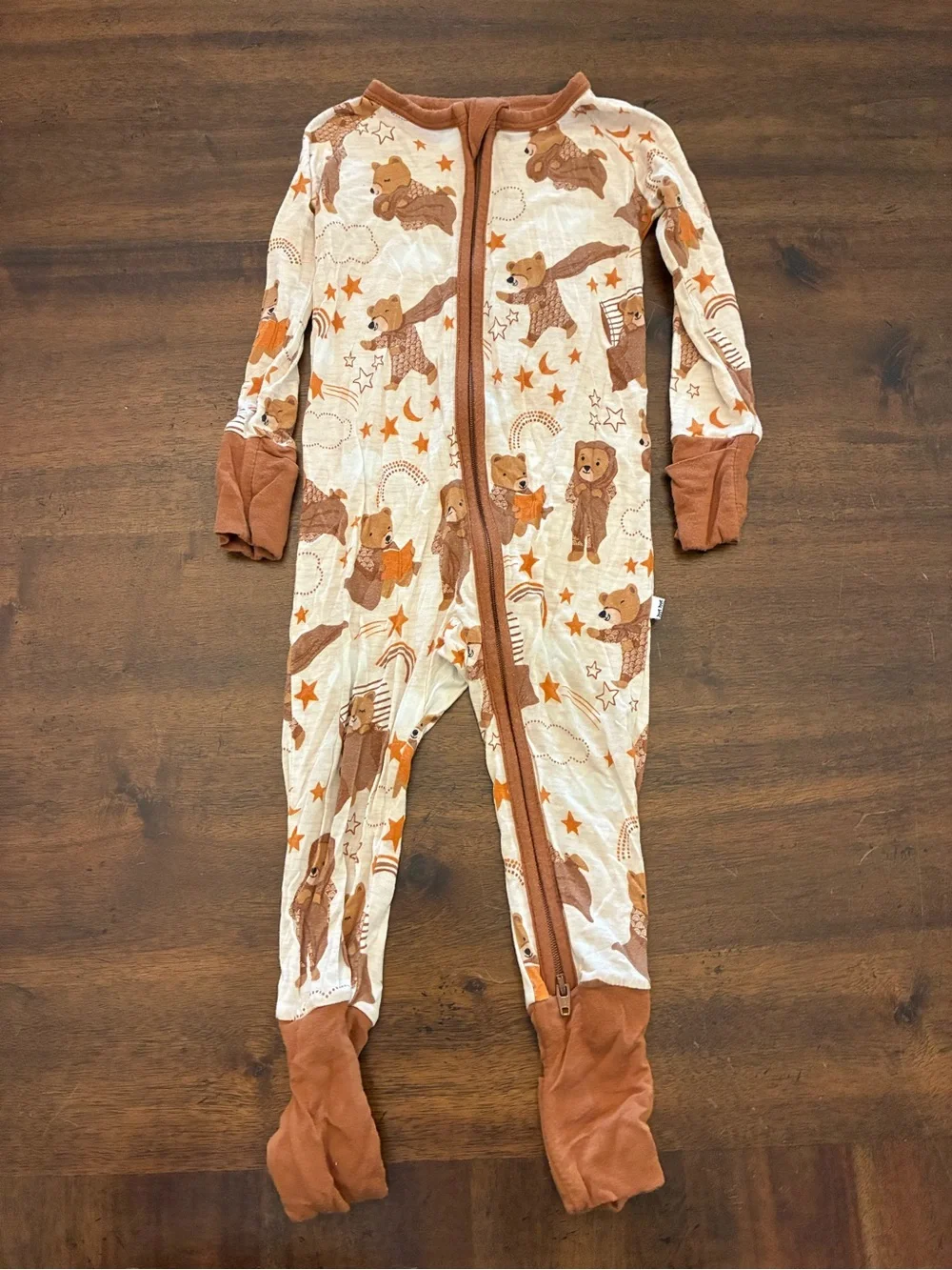 Little Sleepies Zippy 6-12 Months Beary Sleepy Double Zipper One Piece Pajamas
